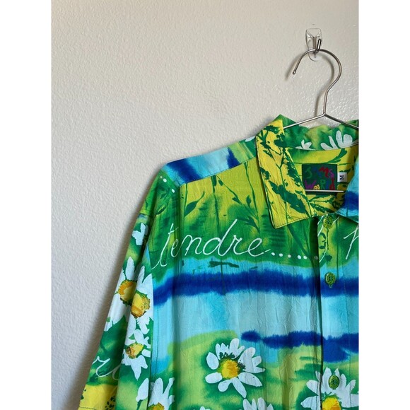 Jams World Men's Retro Vintage L'Herbe Print Button Down Shirt Size MEDIUM - Picture 2 of 6